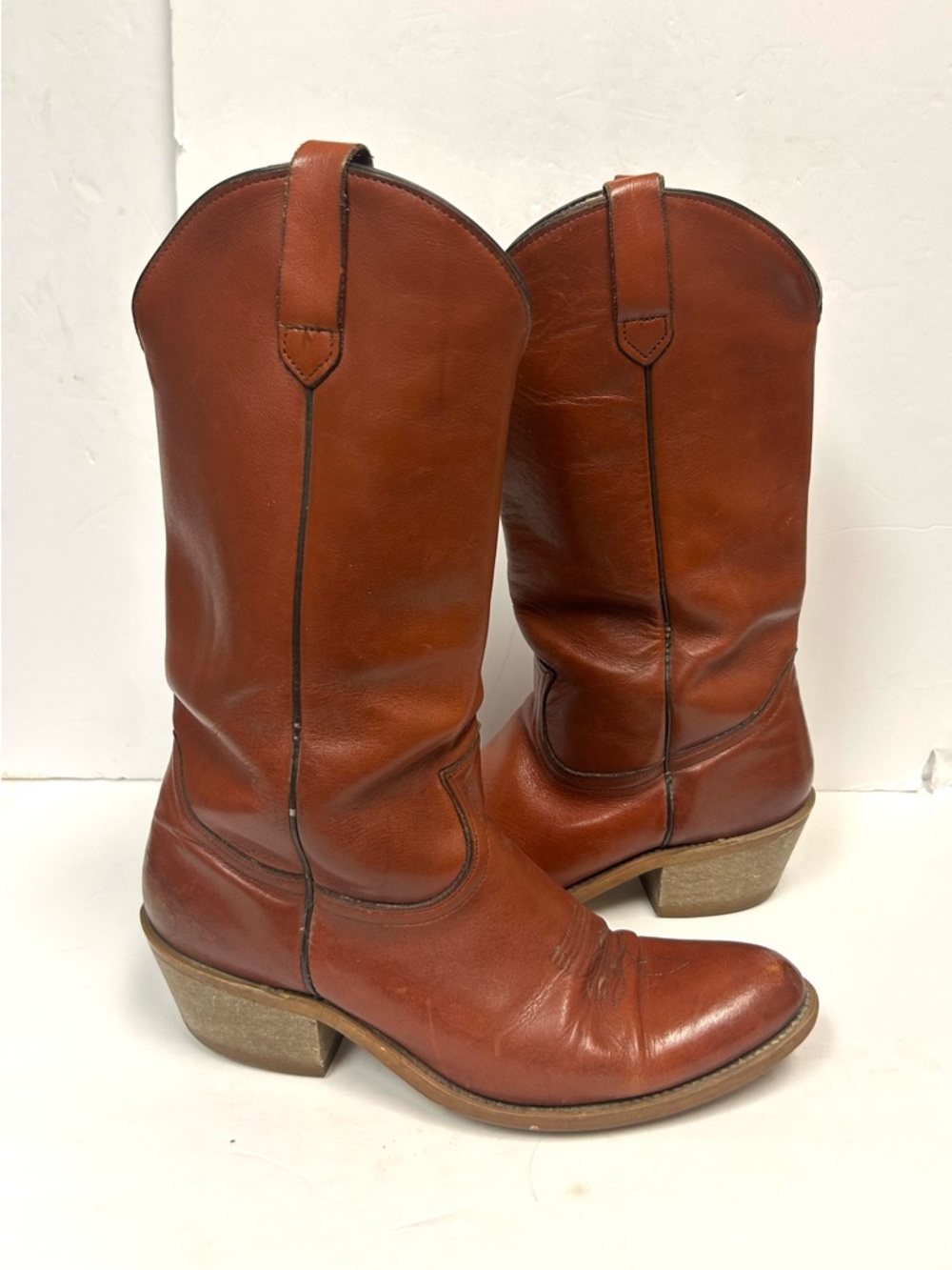 Vintage Frye Boots Women 10.5 Red Pointed Toe 80s Festival USA Western Cowboy - Picture 10 of 16